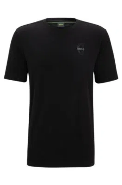 Hugo Boss Cotton-jersey Regular-fit T-shirt With Carabiner Artwork In Black