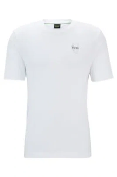 Hugo Boss Cotton-jersey Regular-fit T-shirt With Carabiner Artwork In White