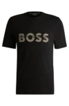 Hugo Boss Cotton-jersey Regular-fit T-shirt With Logo Artwork In Black