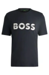 Hugo Boss Cotton-jersey Regular-fit T-shirt With Logo Artwork In Dark Blue