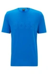 Hugo Boss Cotton-jersey Regular-fit T-shirt With Logo Artwork In Light Blue