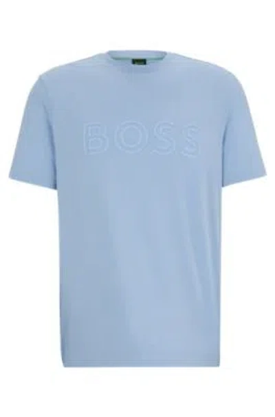 Hugo Boss Cotton-jersey Regular-fit T-shirt With Logo Artwork In Light Blue