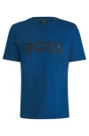 Hugo Boss Cotton-jersey Regular-fit T-shirt With Logo Artwork In Light Blue