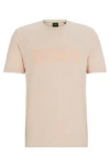 Hugo Boss Cotton-jersey Regular-fit T-shirt With Logo Artwork In Light Orange