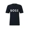 Hugo Boss Cotton-jersey Regular-fit T-shirt With Logo Print In Blue