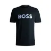 Hugo Boss Cotton-jersey Regular-fit T-shirt With Script Logo In Blue