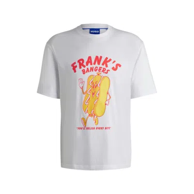 Hugo Boss Cotton-jersey Regular-fit T-shirt With Seasonal Artwork In White