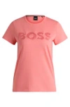 Hugo Boss Cotton-jersey Regular-fit T-shirt With Seasonal Detailing In Light Purple