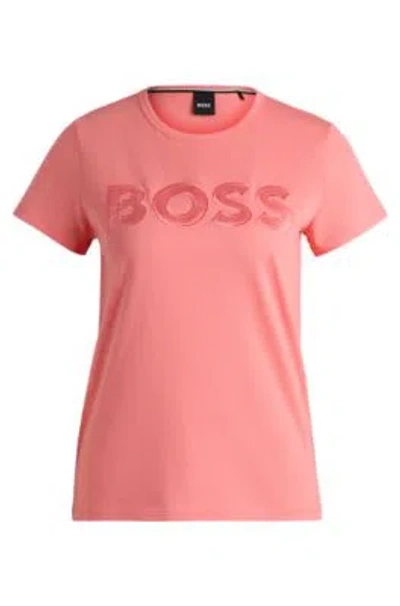 Hugo Boss Cotton-jersey Regular-fit T-shirt With Seasonal Detailing In Light Purple