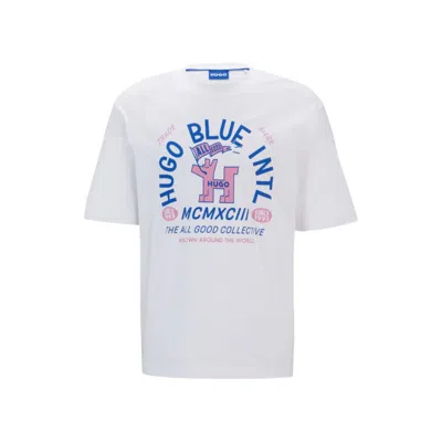 Hugo Boss Cotton-jersey Regular-fit T-shirt With Seasonal Graphics In White