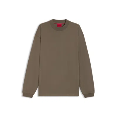 Hugo Boss Cotton-jersey Relaxed-fit T-shirt With Logo Print In Green