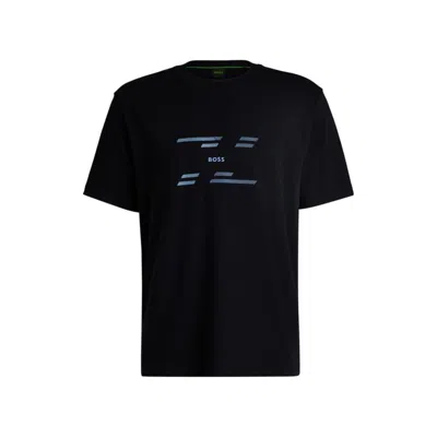 Hugo Boss Cotton-jersey Relaxed-fit T-shirt With Seasonal Artwork In Blue