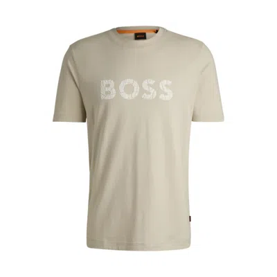 Hugo Boss Cotton-jersey Slim-fit T-shirt With Logo Print In Multi