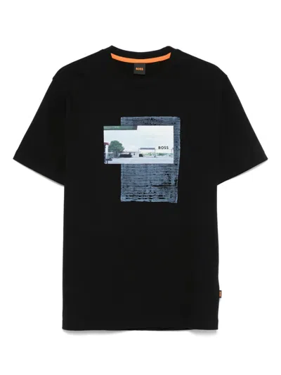 Hugo Boss Cotton Jersey T-shirt In 黑色