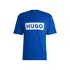 Hugo Boss Cotton-jersey T-shirt With Blue Logo In Blue