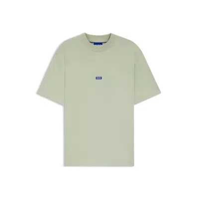 Hugo Boss Cotton-jersey T-shirt With Blue Logo Patch In Green