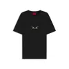 Hugo Boss Cotton Jersey T-shirt With Curved Embroidered Logo In Black