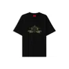 Hugo Boss Cotton Jersey T-shirt With Curved Embroidered Logo In Black