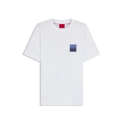 Hugo Boss Cotton-jersey T-shirt With Curved-logo Print In White