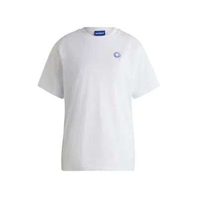 Hugo Boss Cotton Jersey T-shirt With Curved Logo In White