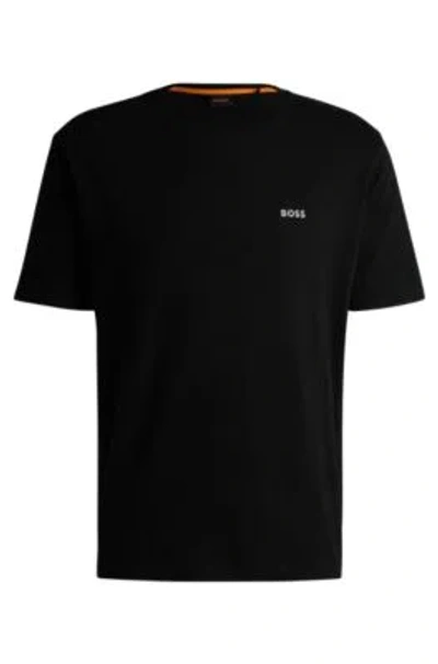 Hugo Boss Cotton-jersey T-shirt With Decorative Reflective Artwork In Black