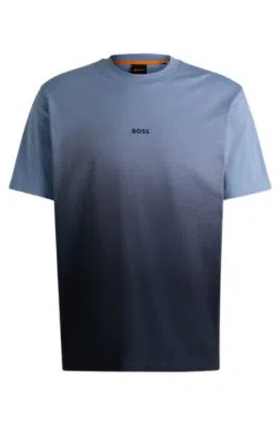 Hugo Boss Cotton-jersey T-shirt With Dip-dye Finish In Gray