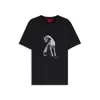 Hugo Boss Mens Dog-print Short-sleeved Cotton-jersey T-shirt Black In Black