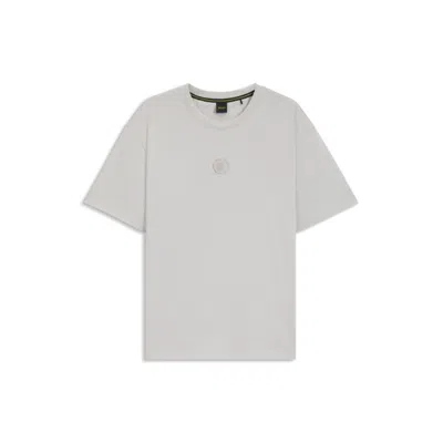 Hugo Boss Cotton-jersey T-shirt With Double B Monogram In Gray