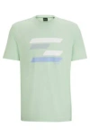 Hugo Boss Cotton-jersey T-shirt With Flag-inspired Artwork In Light Green