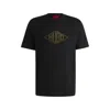 Hugo Boss Cotton-jersey T-shirt With Geometric Logo Embroidery In Black