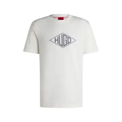 Hugo Boss Cotton-jersey T-shirt With Geometric Logo Embroidery In White