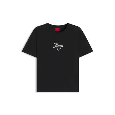 Hugo Boss Cotton-jersey T-shirt With Glitter-print Details In Black