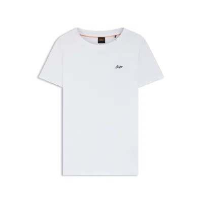 Hugo Boss Cotton Jersey T-shirt With Handwritten-logo Print In White