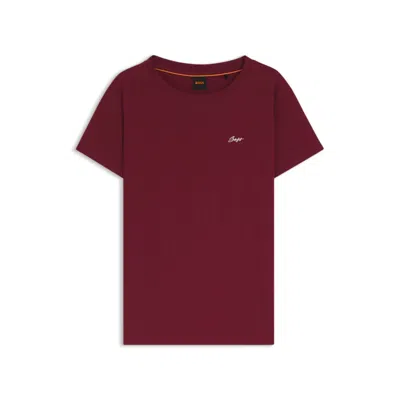 Hugo Boss Cotton Jersey T-shirt With Handwritten-logo Print In Red