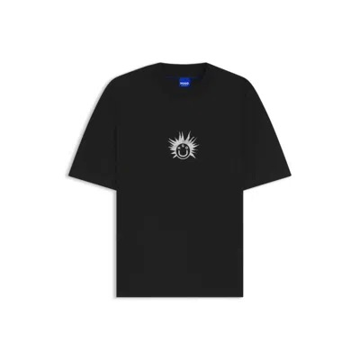 Hugo Boss Cotton-jersey T-shirt With Happy Hugo Artwork In Black