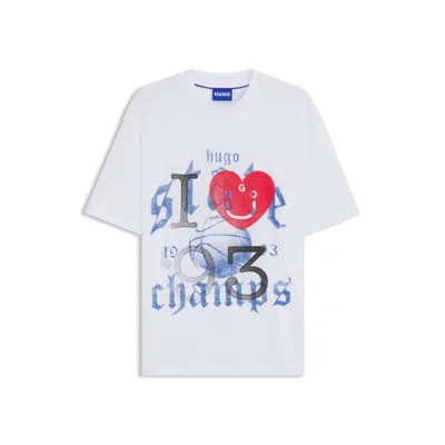 Hugo Boss Cotton-jersey T-shirt With Happy Hugo Artwork In White