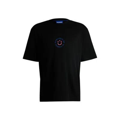 Hugo Boss Cotton-jersey T-shirt With Happy Hugo Logo In Black