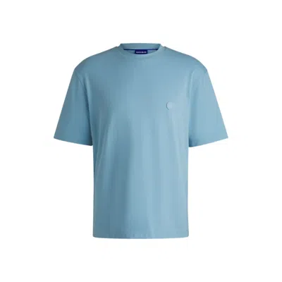 Hugo Boss Cotton-jersey T-shirt With Happy Hugo Logo In Blue