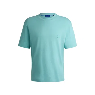 Hugo Boss Cotton-jersey T-shirt With Happy Hugo Logo In Blue