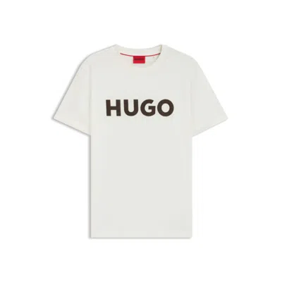 Hugo Boss Cotton-jersey T-shirt With Herringbone Logo In White