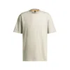Hugo Boss Cotton-jersey T-shirt With Jungle-artwork Collar In Beige