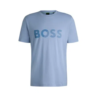 Hugo Boss Cotton-jersey T-shirt With Large Logo In Blue