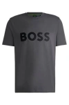 Hugo Boss Cotton-jersey T-shirt With Large Logo In Dark Grey