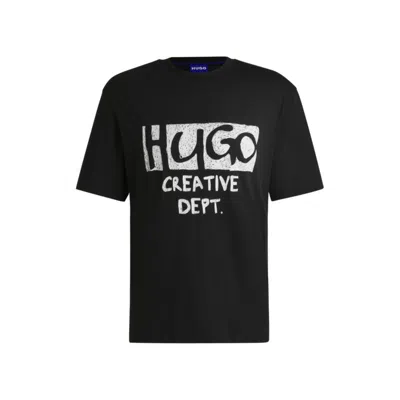 Hugo Boss Cotton-jersey T-shirt With Logo Artwork In Black