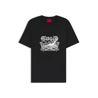 Hugo Boss Cotton-jersey T-shirt With Logo Artwork In Black