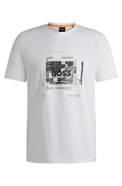 Hugo Boss Cotton-jersey T-shirt With Logo Artwork In White