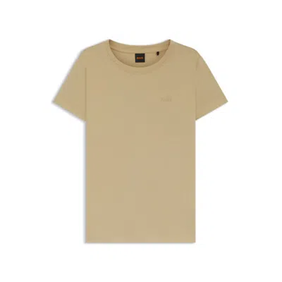 Hugo Boss Cotton-jersey T-shirt With Logo Detail In Brown