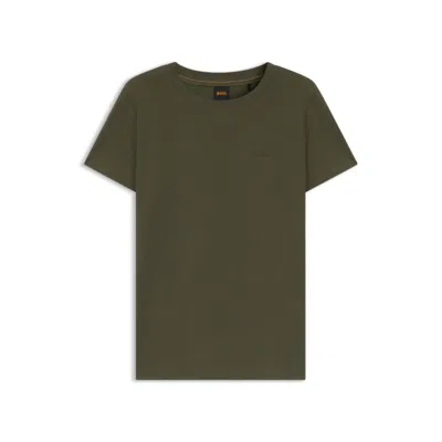 Hugo Boss Cotton-jersey T-shirt With Logo Detail In Green