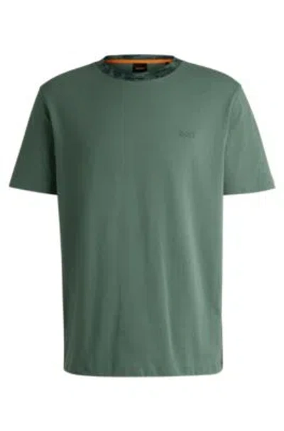Hugo Boss Cotton-jersey T-shirt With Logo Detail In Light Green