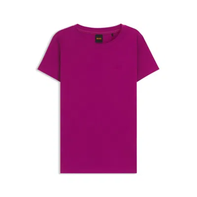 Hugo Boss Cotton-jersey T-shirt With Logo Detail In Purple